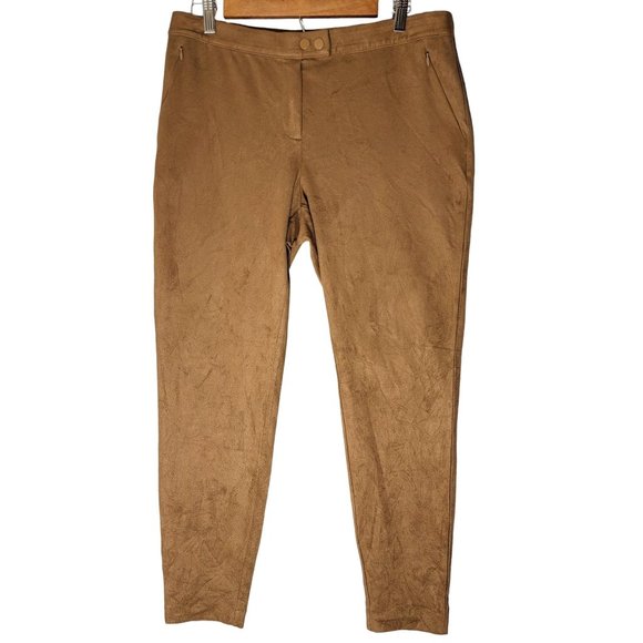 J Jill Suede Ankle Legging Womens M Brown Ankle Pants Casual Textured Neutral - Picture 1 of 12